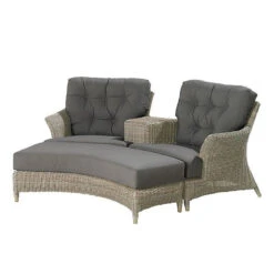 4 Seasons - Valentine Rattan Love Seat With 4 Cushions - Pure -Living Furnitures Shop 211807 75706.1645450214