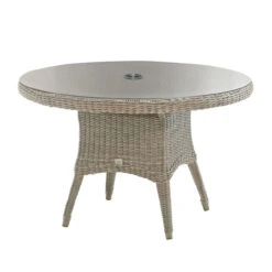 4 Seasons Outdoor - Victoria Rattan Dining Table 150cm With Glass Inc. Hole - Pure