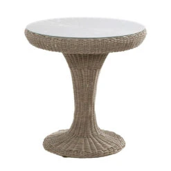 4 Seasons Outdoor - Victoria Rattan Bistro Table 74cm With Glass - Pure