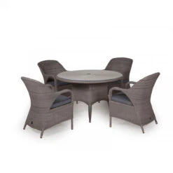 4 Seasons Outdoor - Sussex 4 Seater Dining Set, Polyloom Pebble