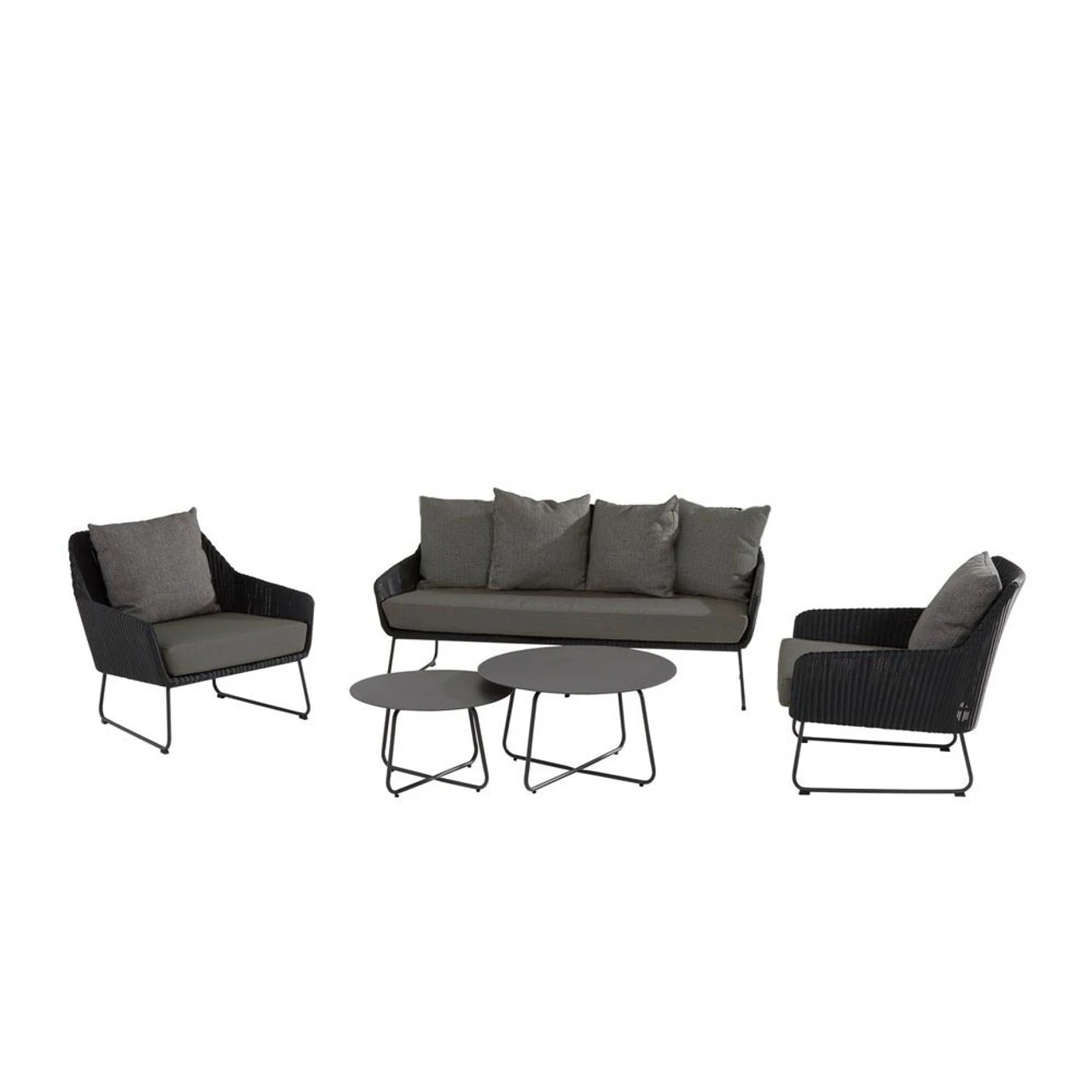 4 Seasons Outdoor - Avila 5 Piece Rattan Sofa Set, Polyloom Anthracite 3 4 Seasons Outdoor - Avila 5 Piece Rattan Sofa Set, Polyloom Anthracite