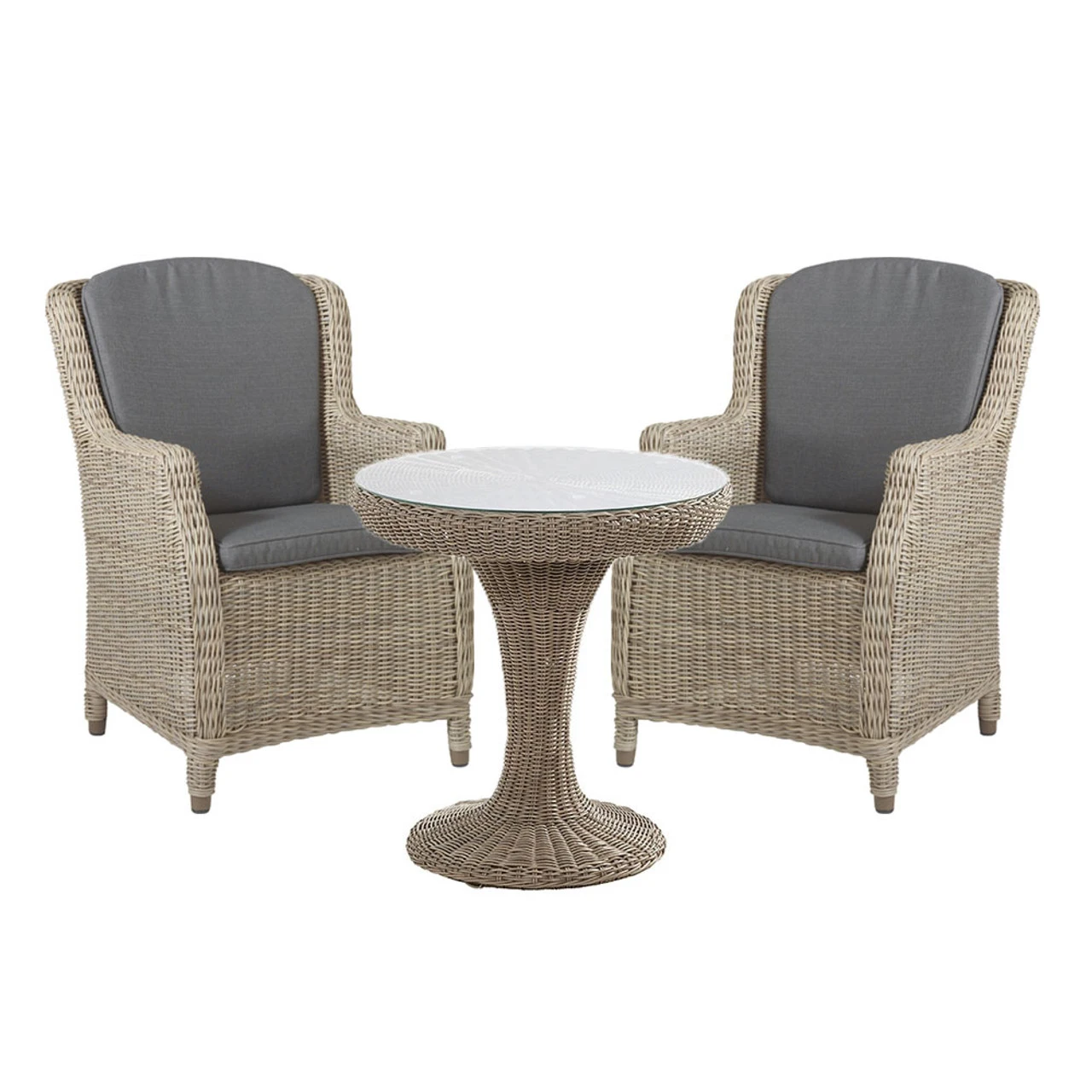 4 Seasons Outdoor - Brighton 3 Piece Rattan Bistro Set With 70cm Victoria Table, Pure