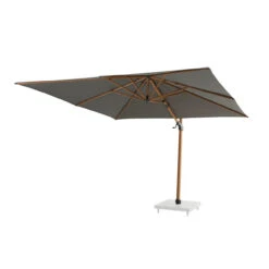 4 Seasons Outdoor - Siesta Premium Cantilever Parasol 3m X 3m Square, Charcoal With Wood Effect Frame -Living Furnitures Shop Wood Effect Cant 3 71979.1684222539