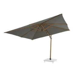 4 Seasons Outdoor - Siesta Premium Cantilever Parasol 3m X 3m Square, Charcoal With Wood Effect Frame -Living Furnitures Shop Wood Effect Cant 4 67418.1684222539