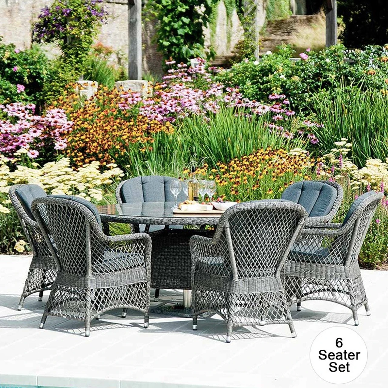 Alexander Rose 6 Seater Monte Carlo Rattan Dining Set, 150cm