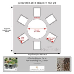 Alexander Rose 6 Seater Monte Carlo Rattan Dining Set, 150cm -Living Furnitures Shop alexander rose 6 seater monte carlo rattan dining set 1.5m table glass with cushions measurements 96559.1627655552