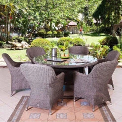 Alexander Rose Monte Carlo 6 Seater Closed Weave Rattan Dining Set, 150cm