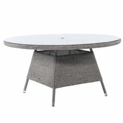 Alexander Rose 6 Seater Monte Carlo Rattan Dining Set, 150cm -Living Furnitures Shop alexander rose monte carlo rattan table glass 1.5m grey 2 45380.1627655552