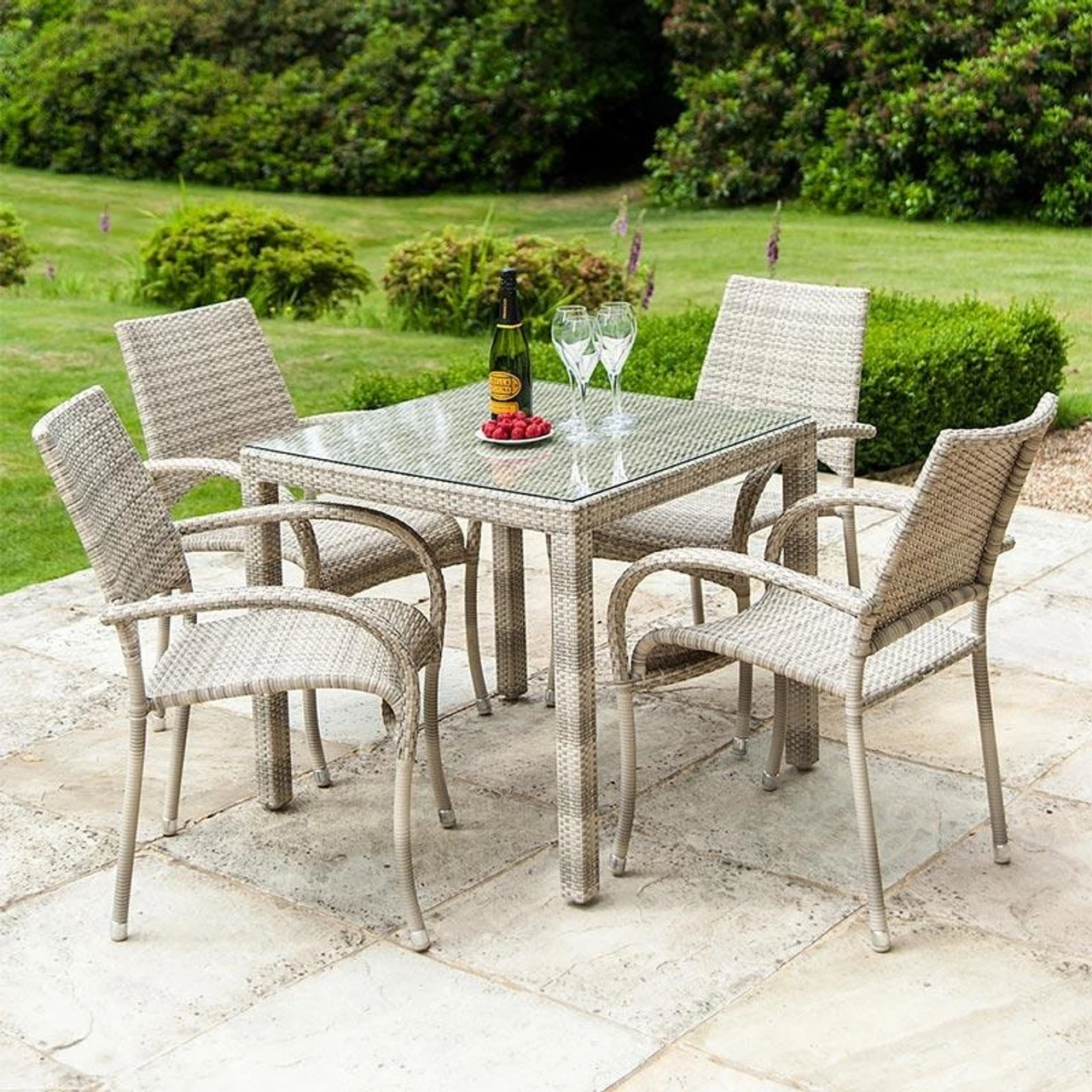 Alexander Rose Ocean Pearl Fiji 4 Seater Dining Set, 0.8m X 0.8m