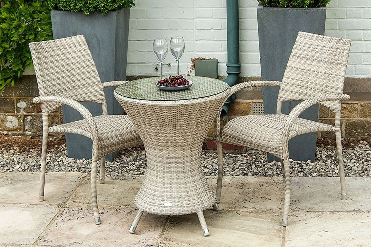 Alexander Rose Ocean Pearl Wave Bistro Table With Glass, 0.6m - Image 3