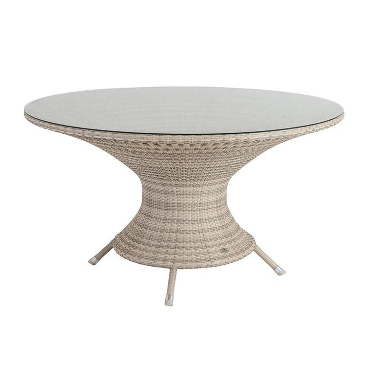 Alexander Rose Ocean Pearl Wave Rattan Table With Glass, 1.3m 3 Alexander Rose Ocean Pearl Wave Rattan Table With Glass, 1.3m