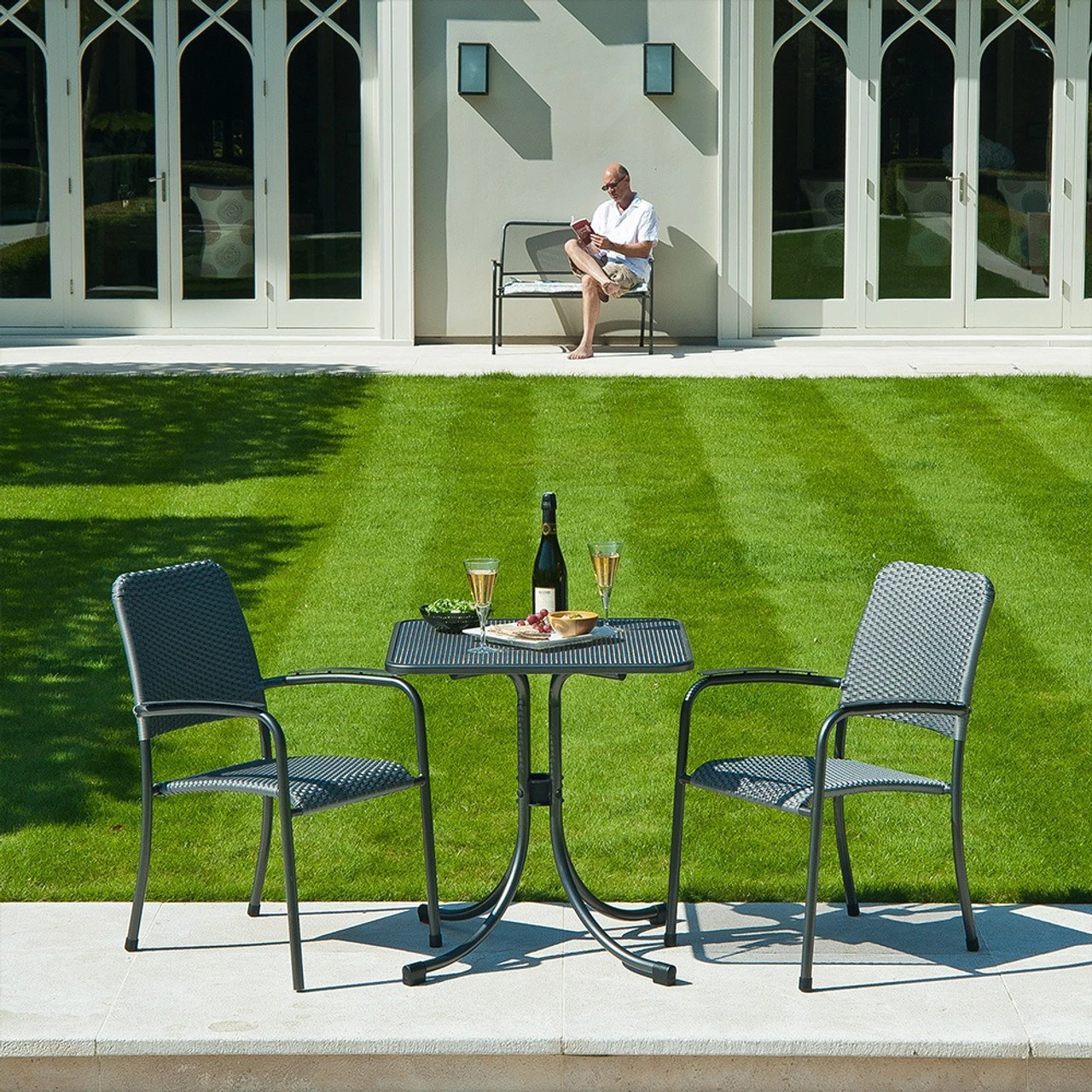 Alexander Rose Portofino Bistro Set With Square Bistro Table 0.7m X 0.7m