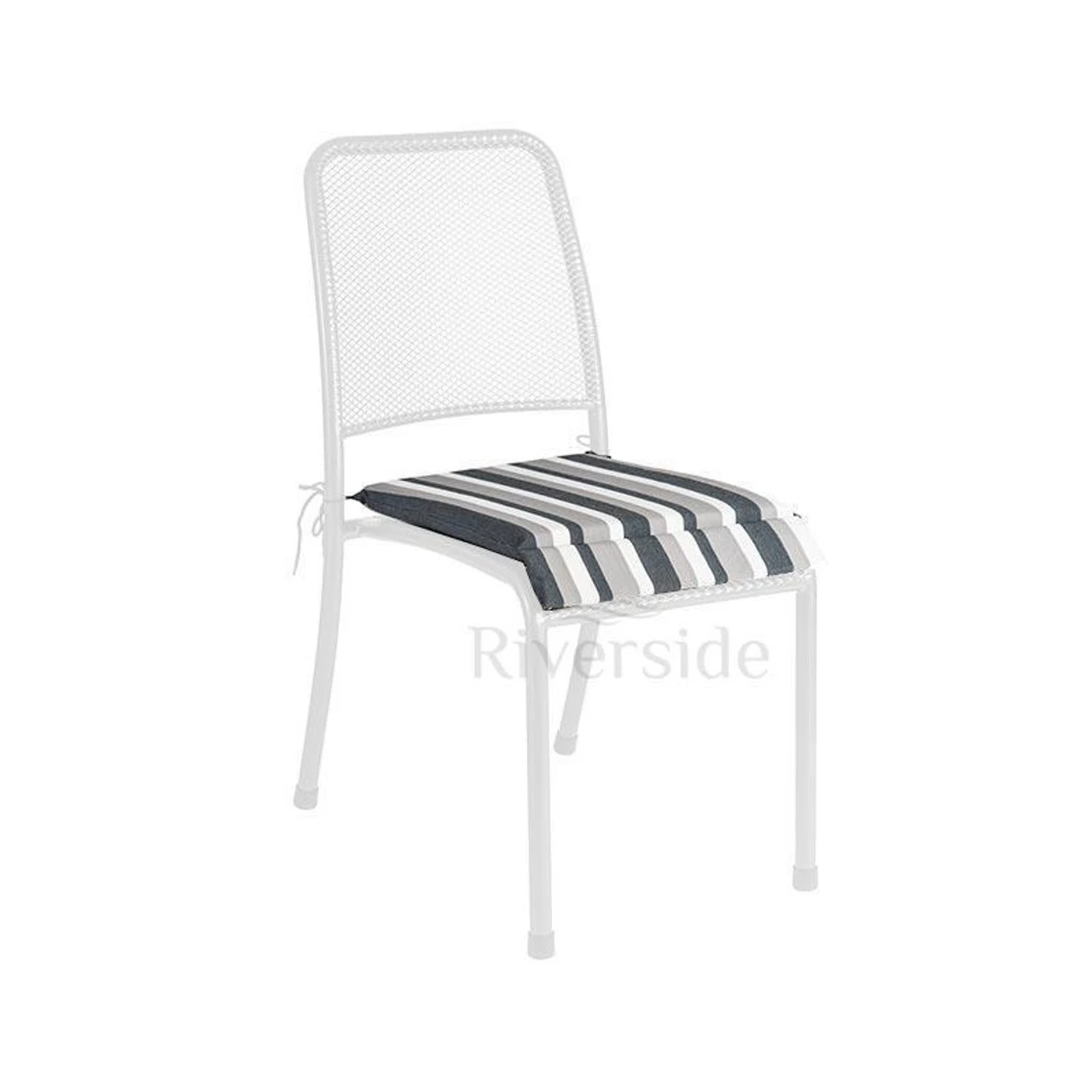 Alexander Rose Portofino Stacking Chair / Armchair Cushion, Charcoal Stripe