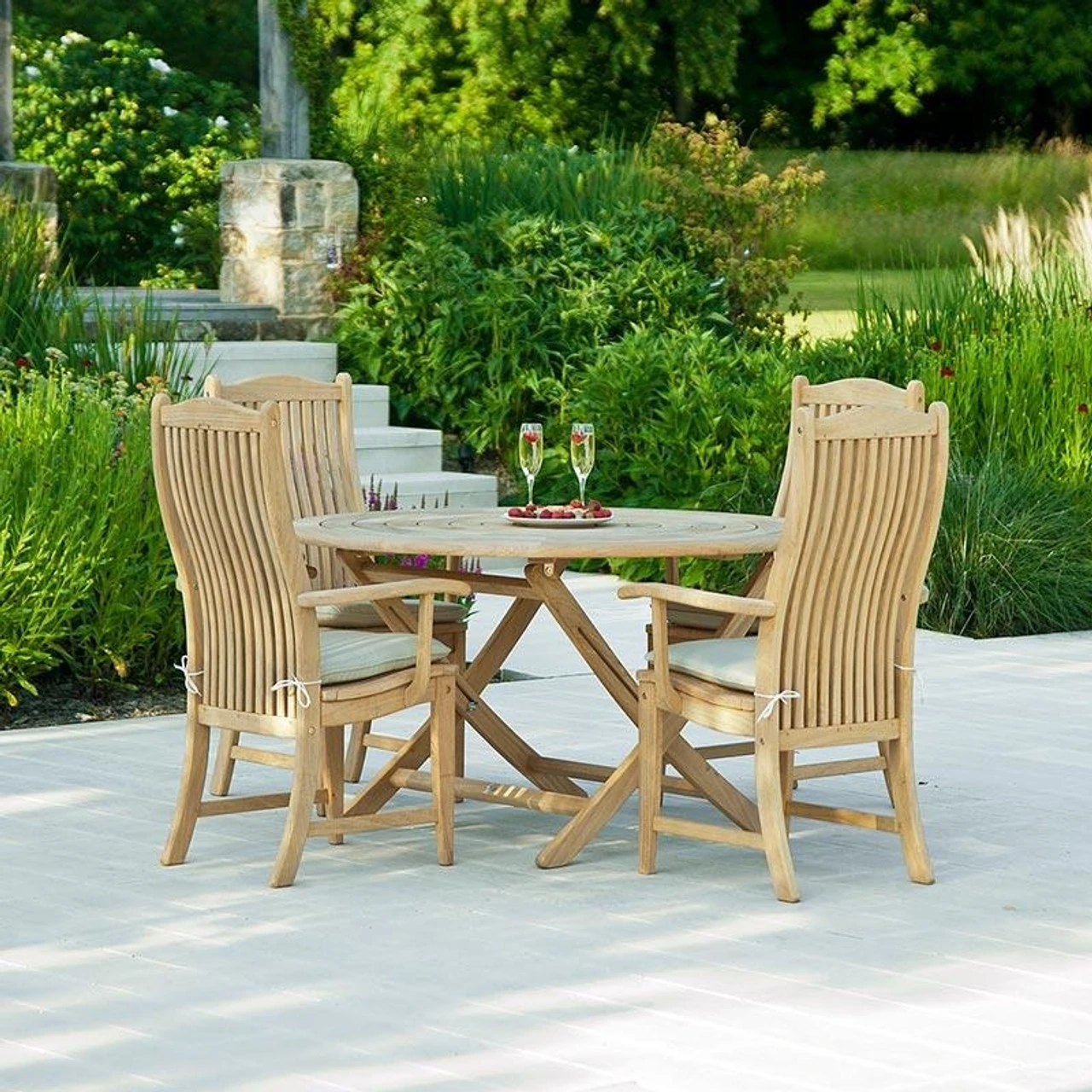 Alexander Rose Roble 4 Seater Bengal Dining Set 130cm, Oatmeal