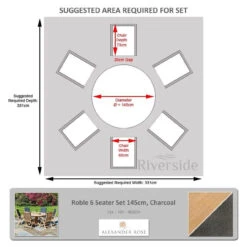 Alexander Rose Roble 6 Seater Set, 145cm Table -Living Furnitures Shop alexander rose roble 6 seater set dimensions 1 48410.1627987105