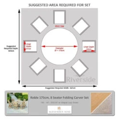 Alexander Rose Roble 8 Seater Set With Integral Lazy Susan 175cm Oatmeal -Living Furnitures Shop alexander rose roble 8 seater set 175cm oatmeal floor plan 52962.1627987307