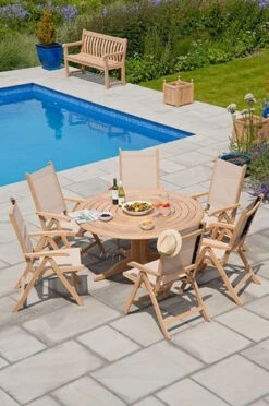 Alexander Rose Roble Bengal Garden Table 1.45MØ -Living Furnitures Shop alexander rose roble bengal garden table 1.45m lifestyle 1 39268.1627982085