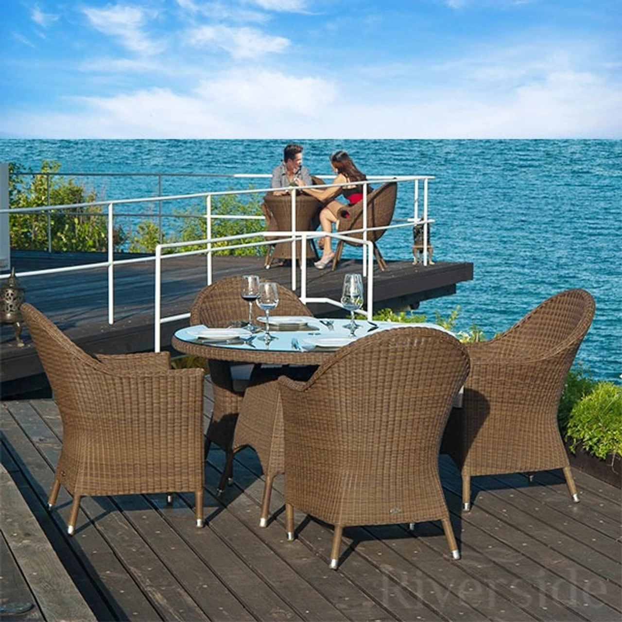 Alexander Rose San Marino 4 Seater Rattan Dining Set With Oatmeal Cushions, 120cm 3 Alexander Rose San Marino 4 Seater Rattan Dining Set With Oatmeal Cushions, 120cm