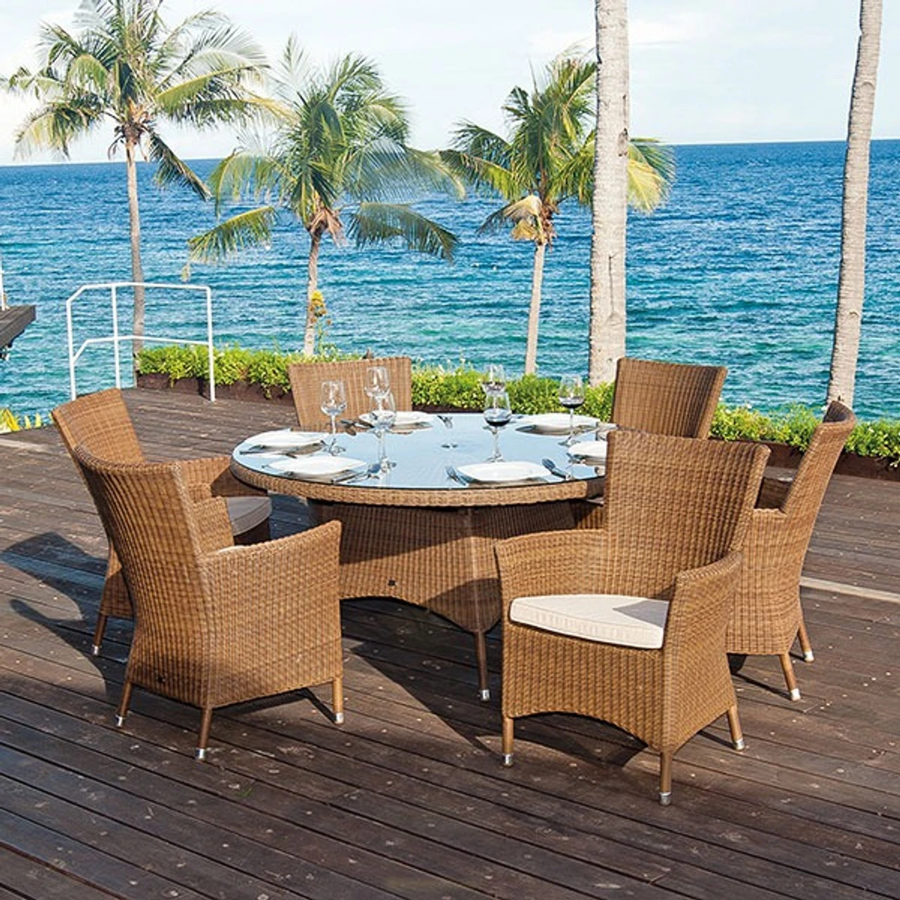 Alexander Rose San Marino 6 Seater Rattan Dining Set, 150cm