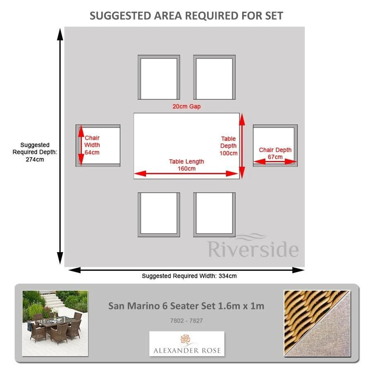 Alexander Rose San Marino 6 Seater Set 1.6m X 1m - Image 2