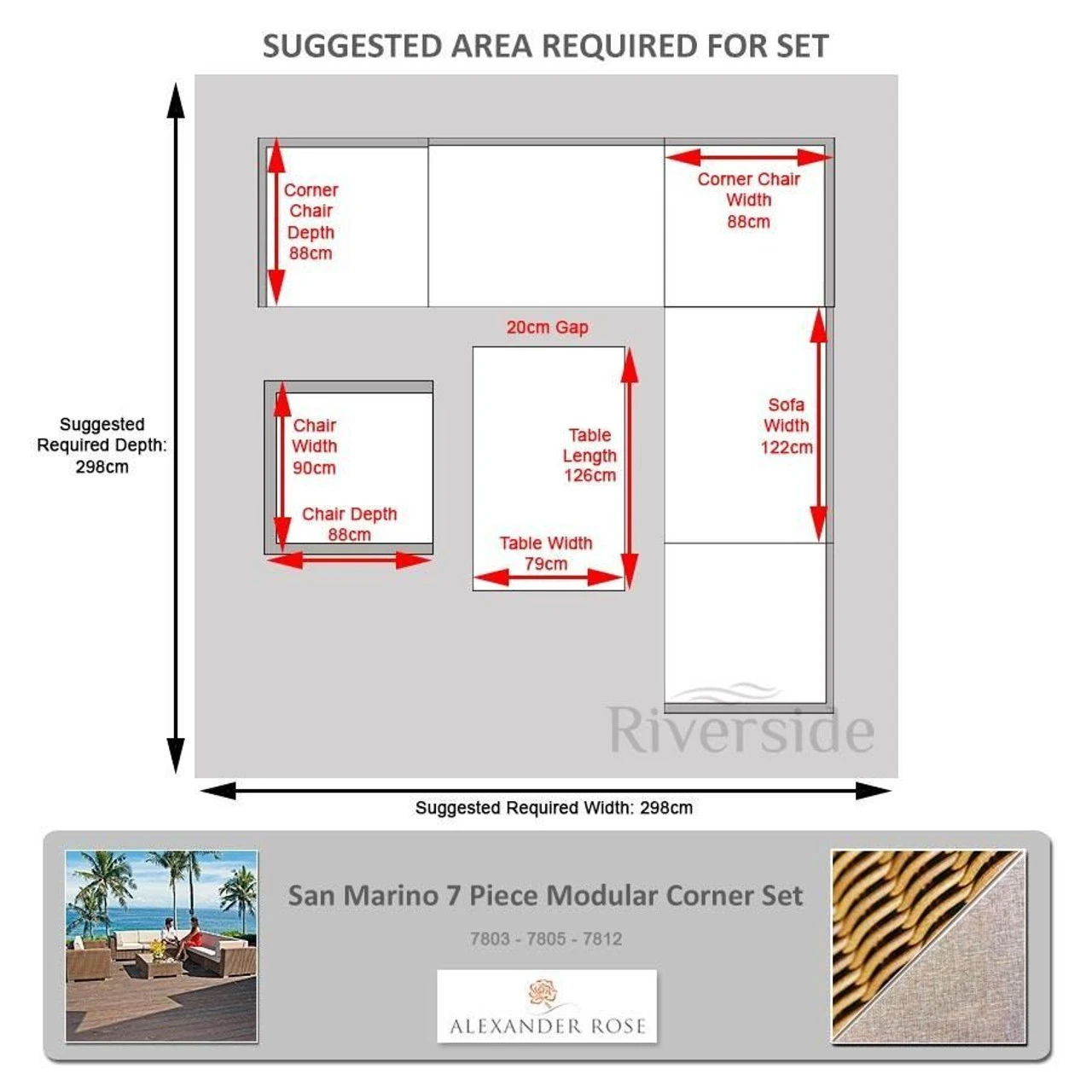 Alexander Rose San Marino 7 Piece Modular Corner Set - Image 2