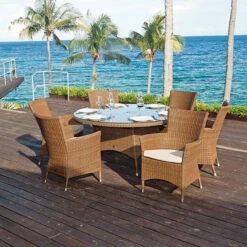 Alexander Rose San Marino Rattan Garden Glass Top Table 1.5m -Living Furnitures Shop alexander rose san marino garden glass top table 1.5m lifestyle 40753.1627995281