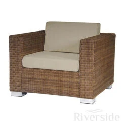 Alexander Rose San Marino Rattan Garden Armchair With Oatmeal Cushions