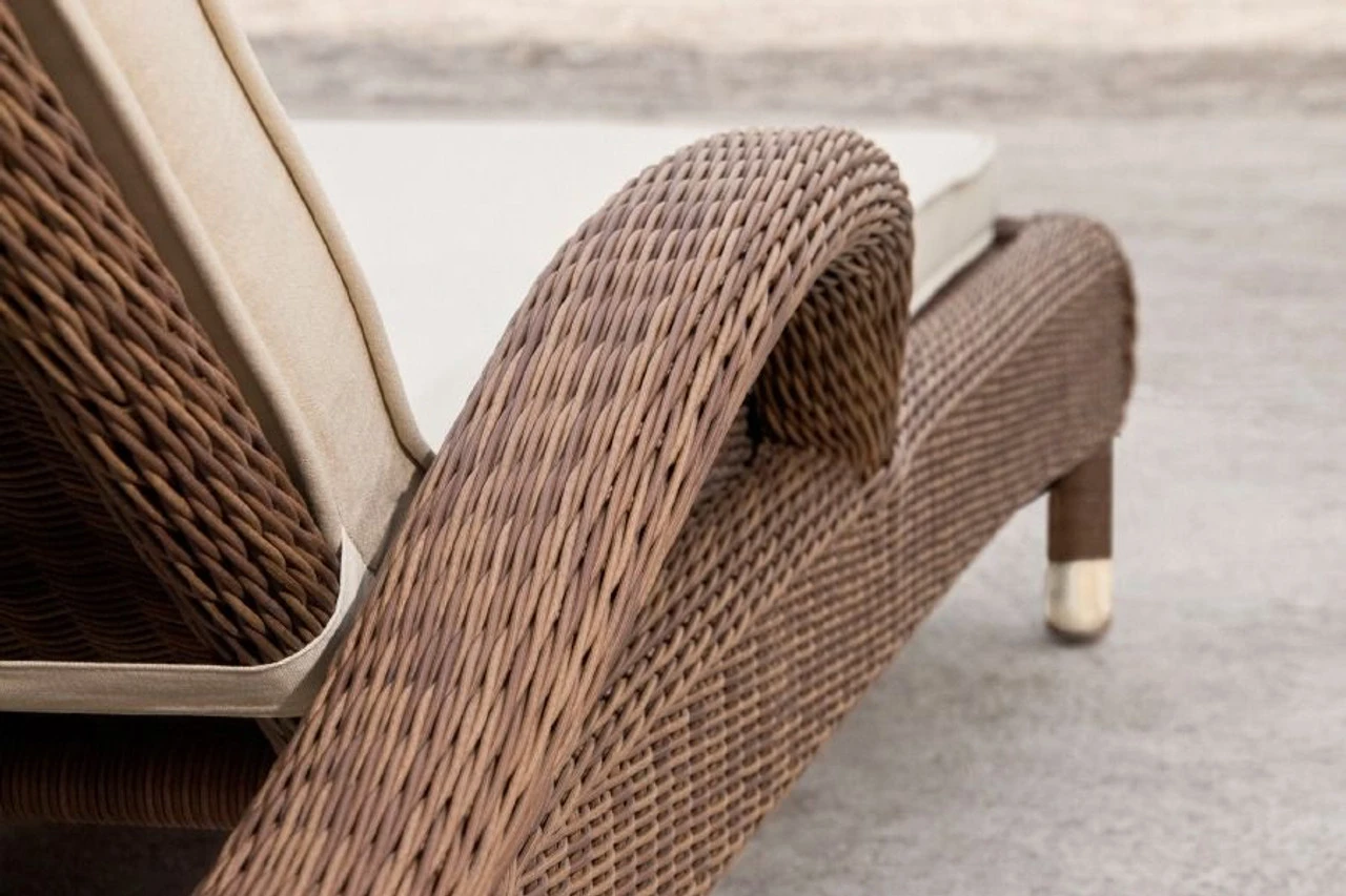 Alexander Rose San Marino Rattan Sun Lounger With Oatmeal Cushion - Image 2