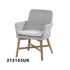 4 Seasons Outdoor - Lisboa 6 Seater Rattan Dining Set With Louvre Dining Table 160cm, Polyloom Ice -Living Furnitures Shop lisboa dining chair with cushion teak legs polyloom ice 213304 22753.1628331334