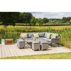 4 Seasons Outdoor - Memphis XL Cosy Dining Set, Polyloom Pebble -Living Furnitures Shop nbydmina 49482.1628345822