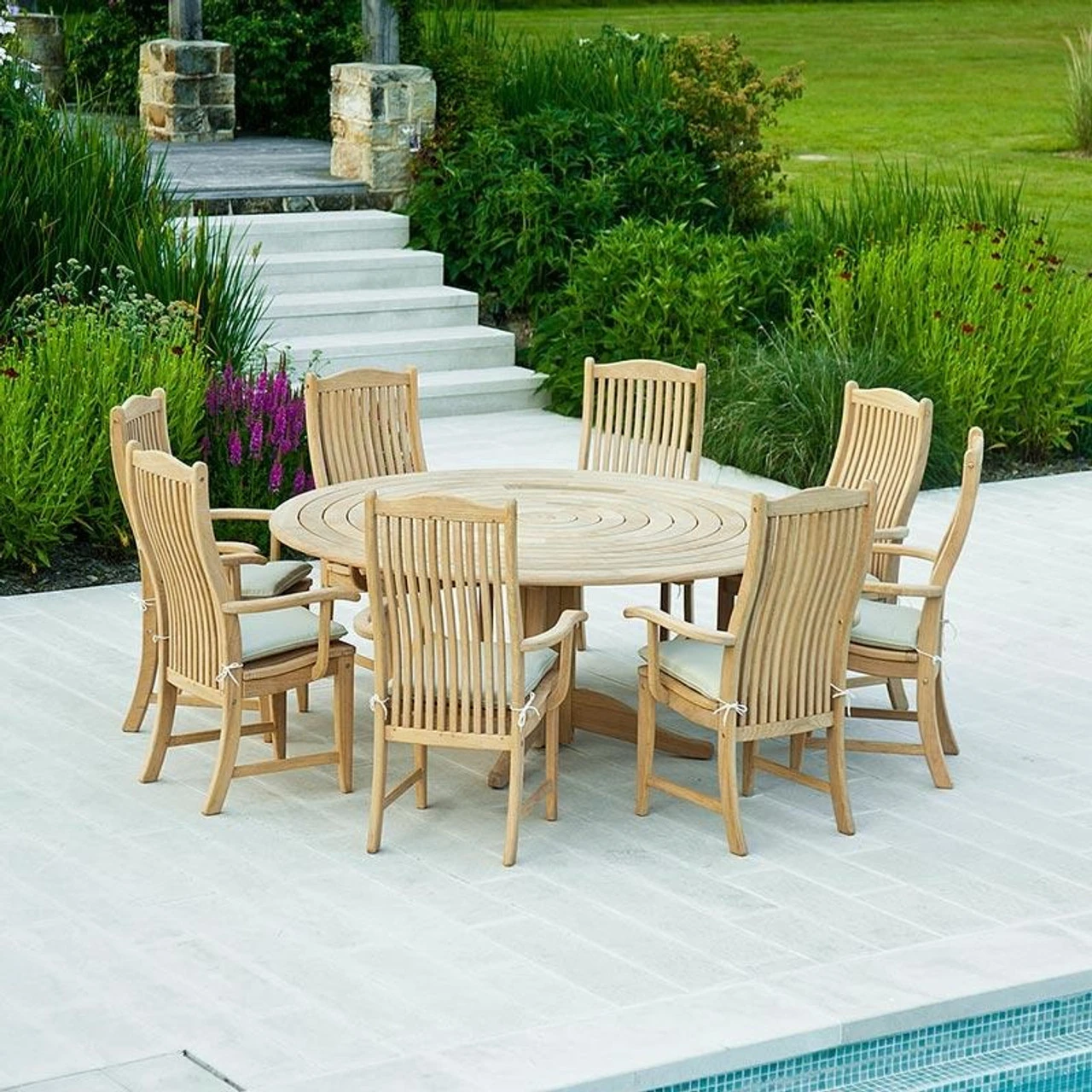 Alexander Rose Roble 8 Seater Bengal Set With Integral Lazy Susan 175cm, Oatmeal