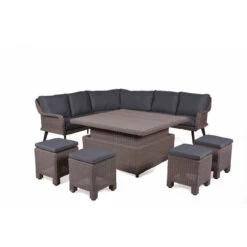 4 Seasons Outdoor - Memphis XL Cosy Dining Set, Polyloom Pebble -Living Furnitures Shop table up 28696.1628345822